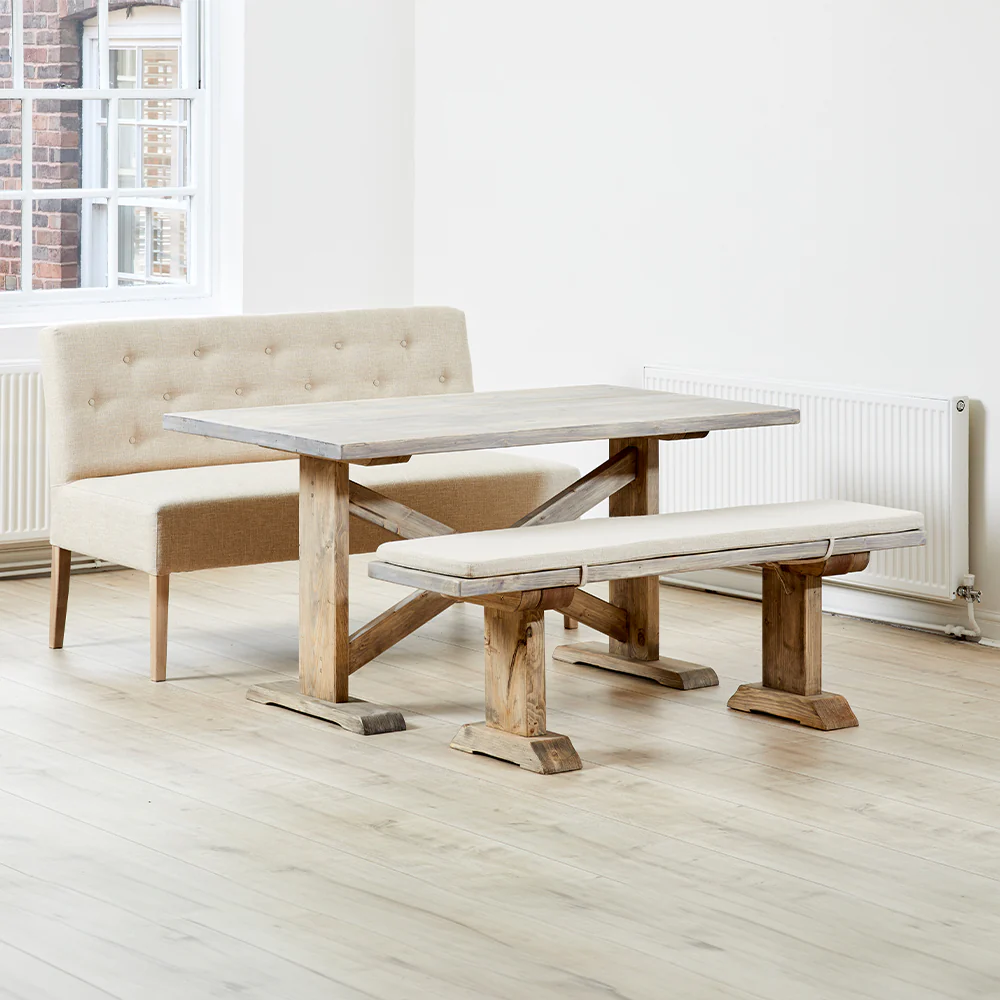 150cm Grafton Table, Bench With Topper & Stanford Straight Bench Bundle