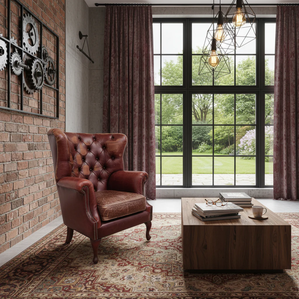 Albert Rub-off Leather Armchair - Image 4
