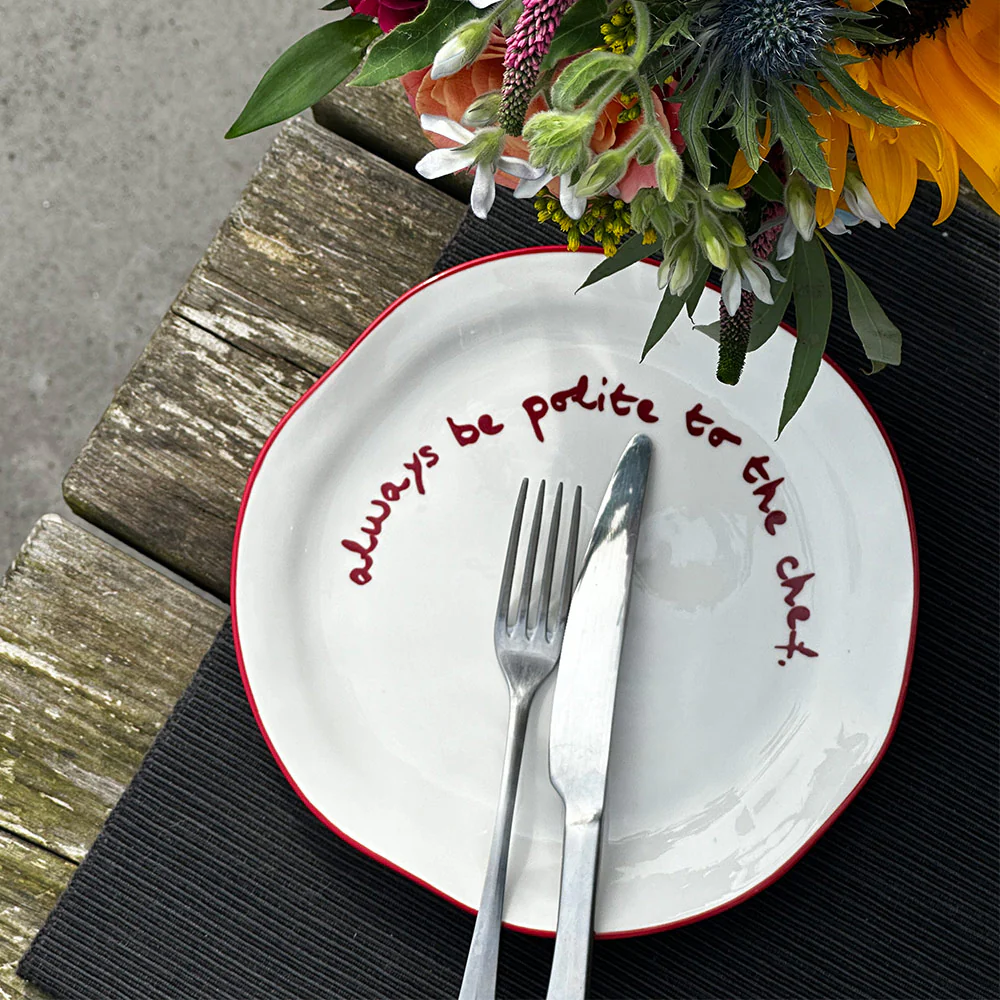 "Always be polite to the Chef" Red Decorative Plate - Image 5