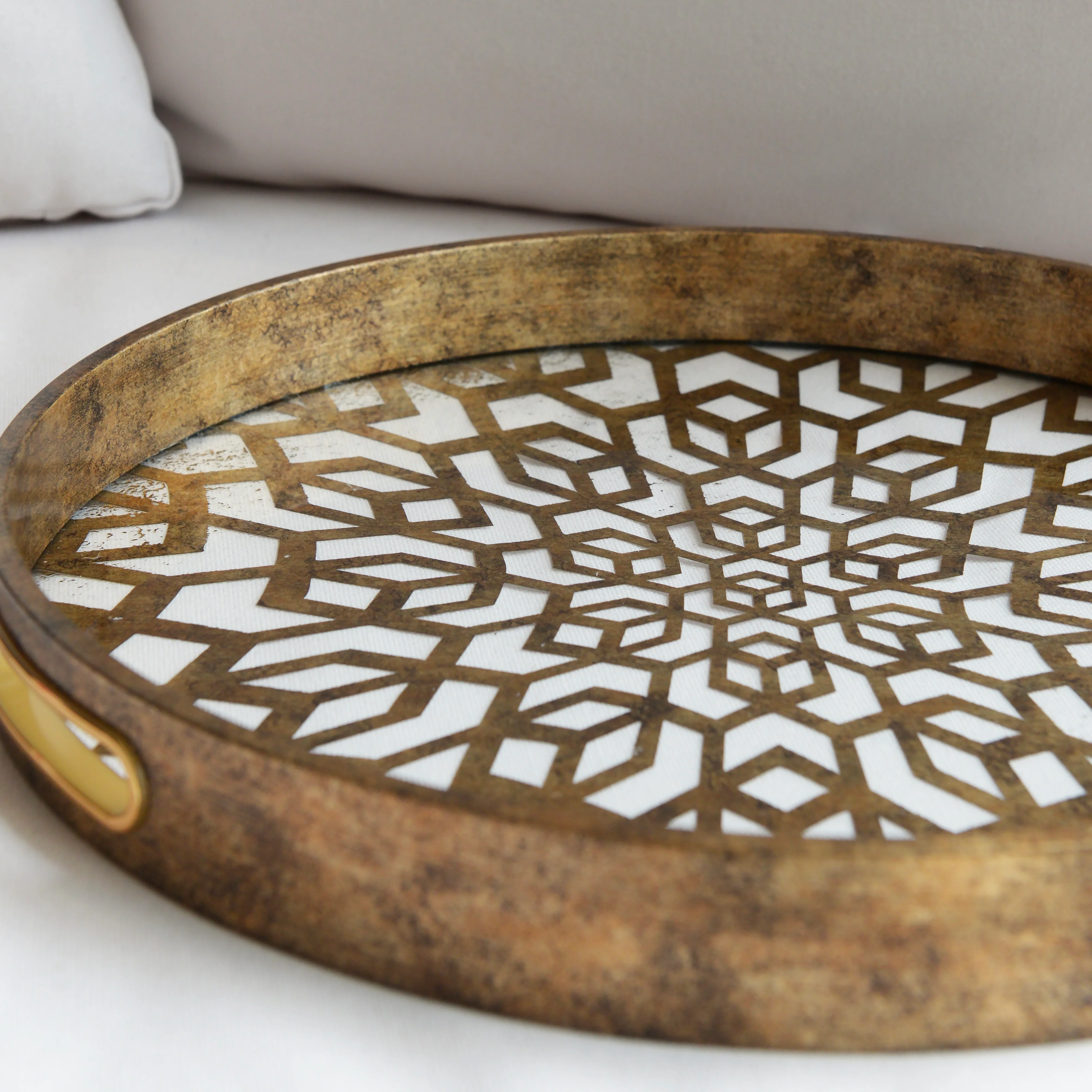 Antique Gold Mosaic Tray - Image 3
