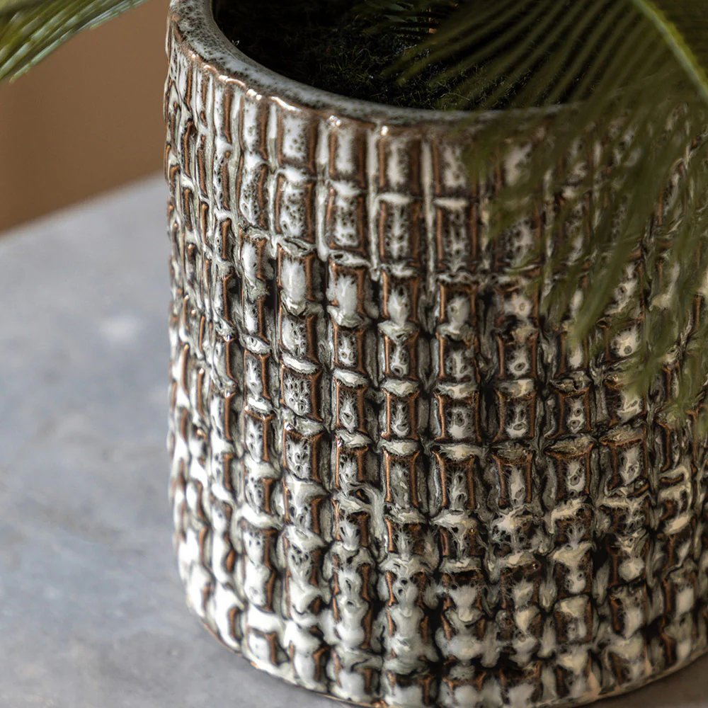 Artificial Wide Fern in Concrete Pot - Image 2