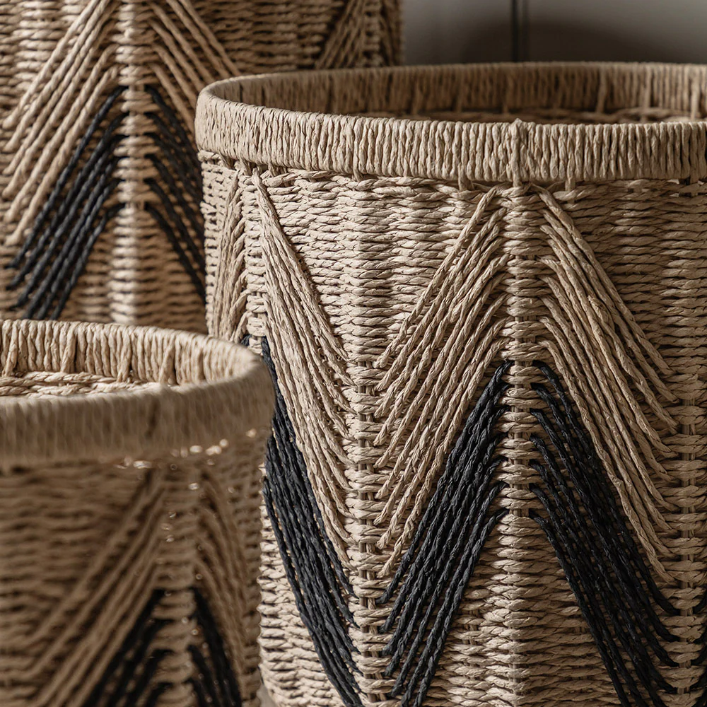 Set of 3 Baskets Natural & Black - Image 2