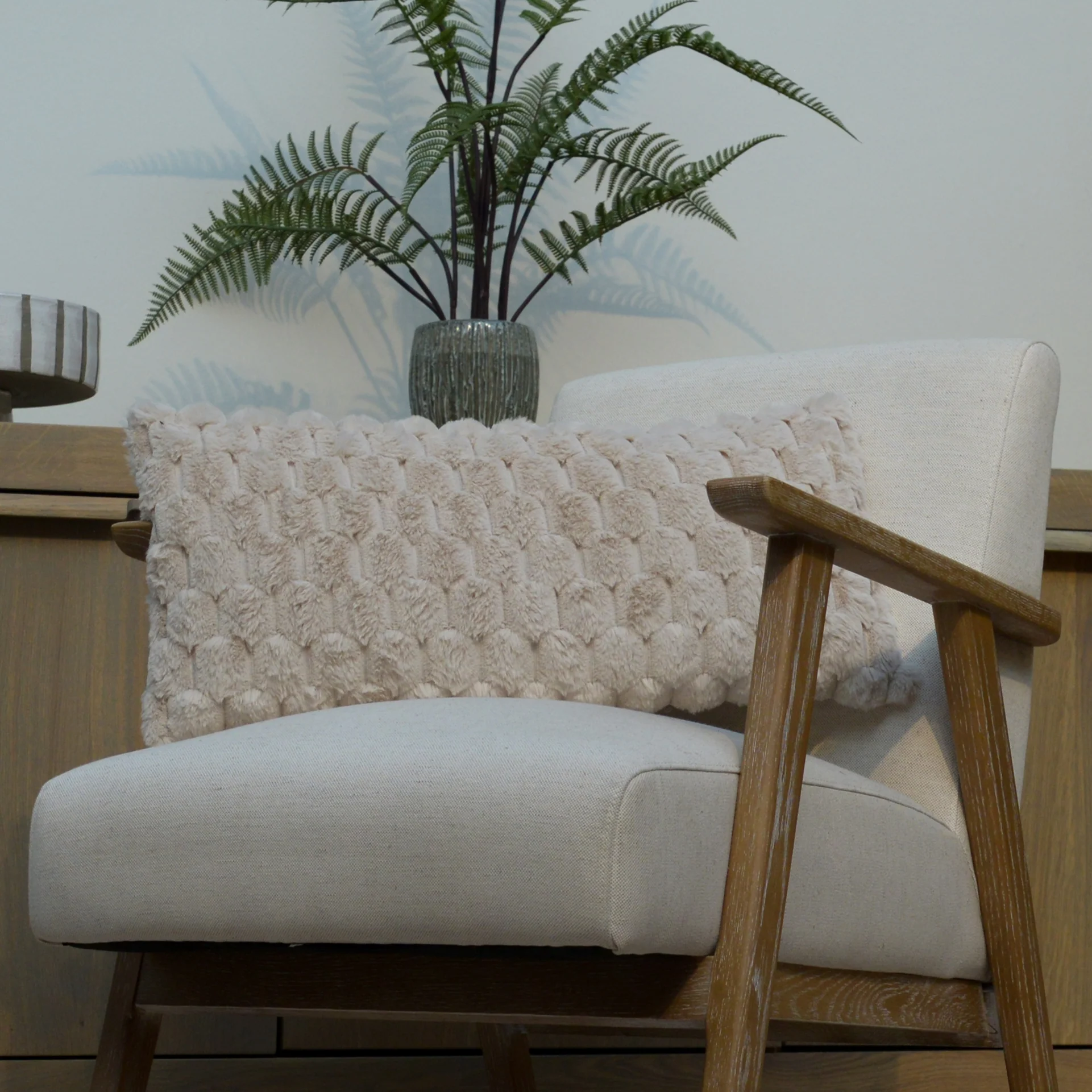 Beige Velvet Cushion - Image 2