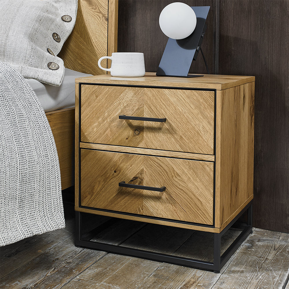 Birchwood Rustic Oak 2 Drawer Nightstand