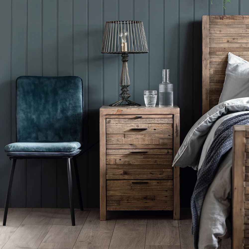 Camia Grey 3 Drawer Bedside Cabinet - Image 3