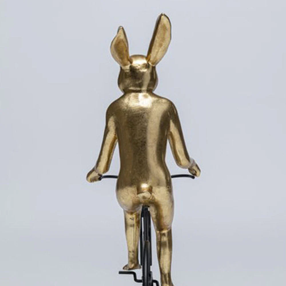 Cycling Golden Rabbit Sculpture - Image 3