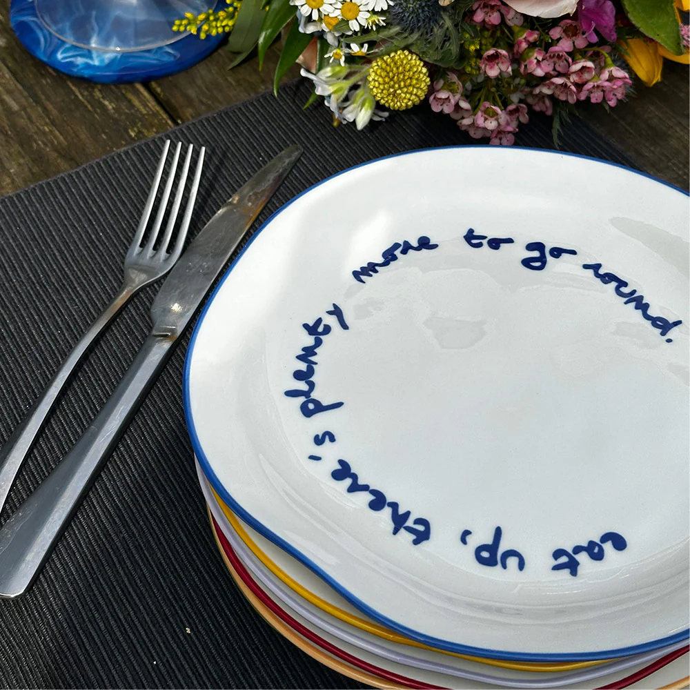 "Eat up theres plenty more to go around" Blue Decorative Plate - Image 13