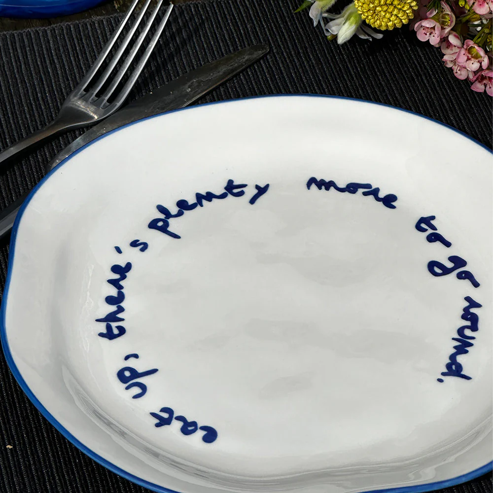 "Eat up theres plenty more to go around" Blue Decorative Plate - Image 5