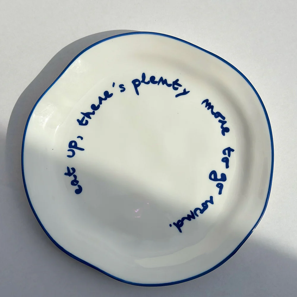 "Eat up theres plenty more to go around" Blue Decorative Plate - Image 7