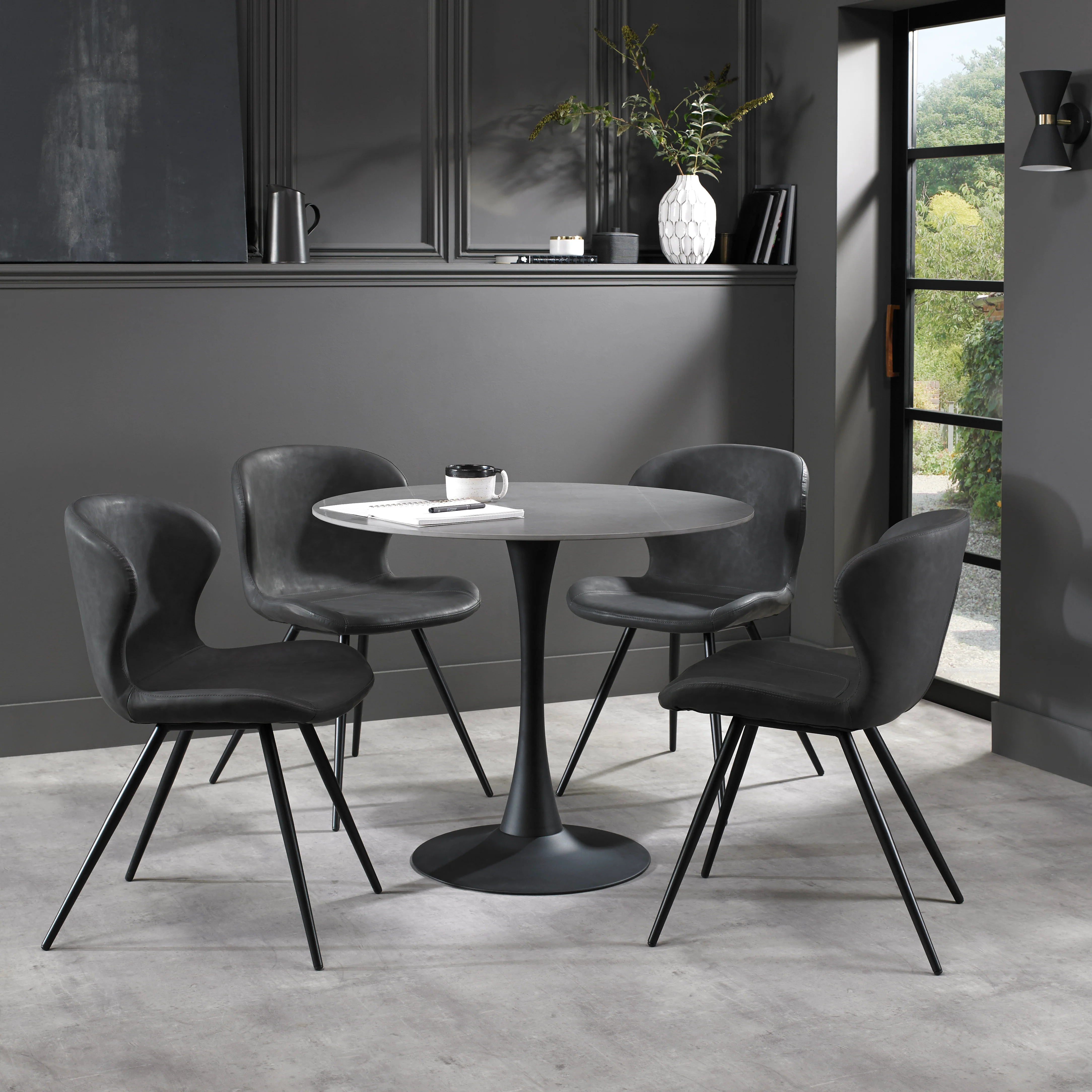Enzo Circular Dining Table & 4 Hector Dining Chairs Bundle - Image 2