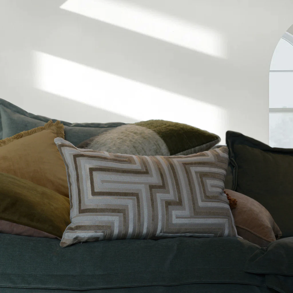 Geomteric Velvet Bolster Cushion