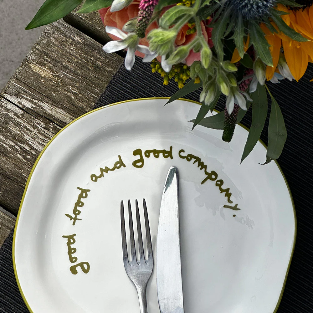"Good food and good company" Olive Decorative Plate - Image 5