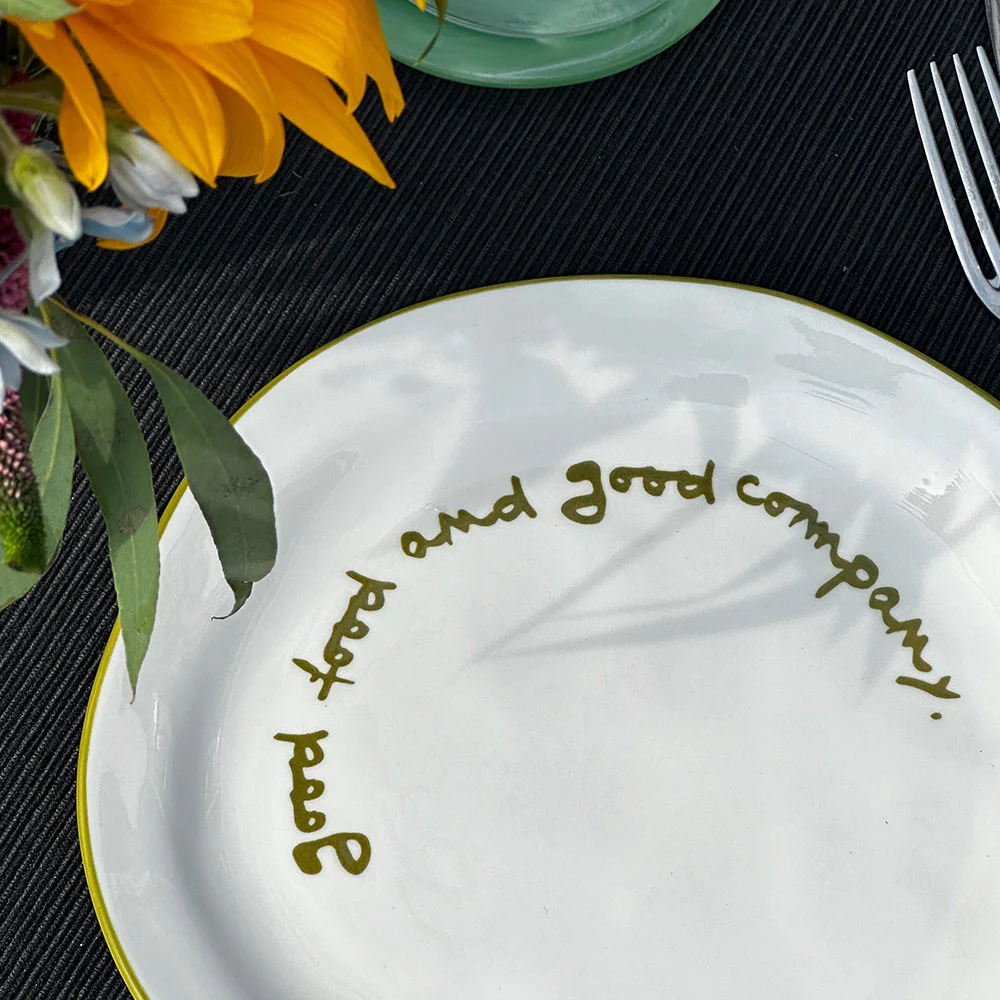 "Good food and good company" Olive Decorative Plate - Image 6