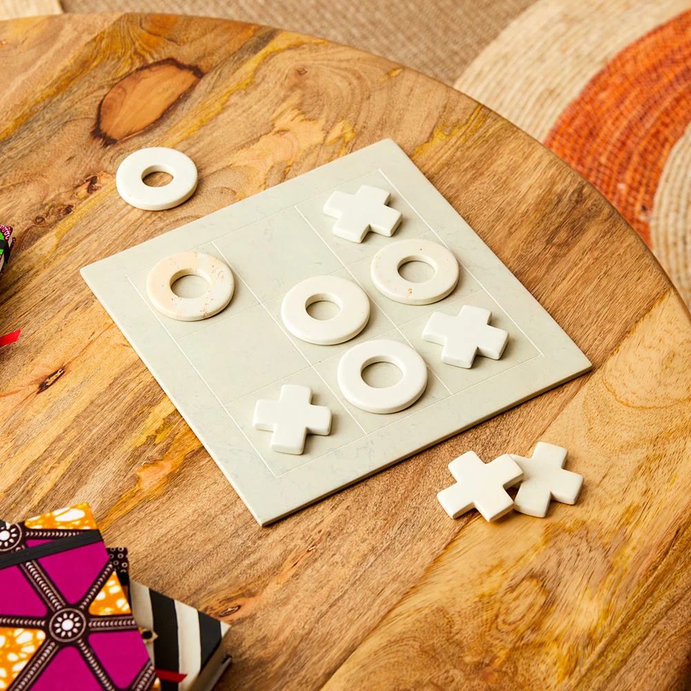 Hand Carved Soapstone Tic-Tac-Toe Game Set