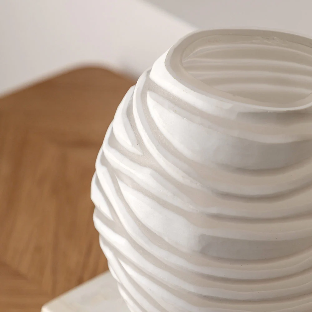 Handblown Carved Glass Vase - Image 4