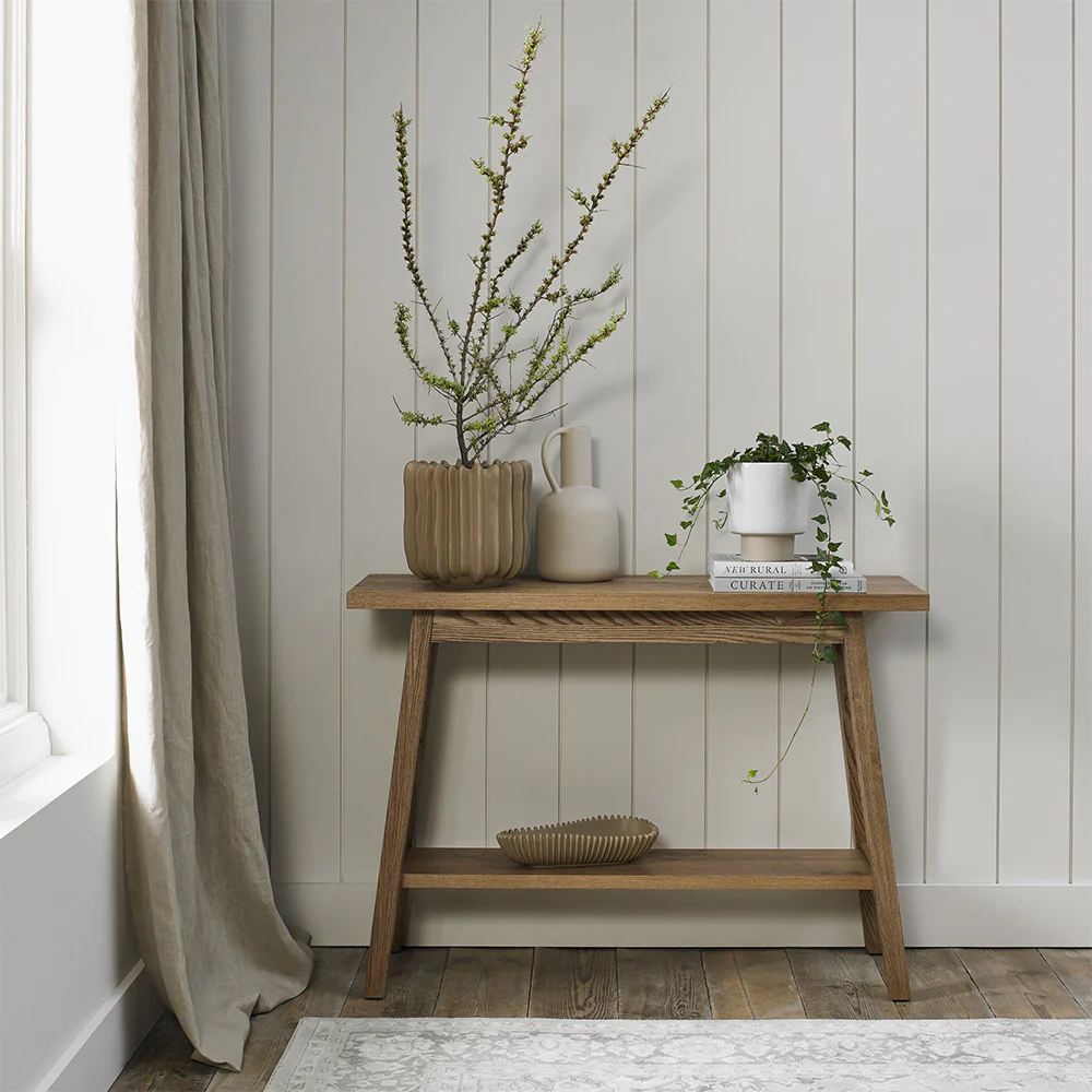 Highgate Rustic Oak Console Table With Shelf