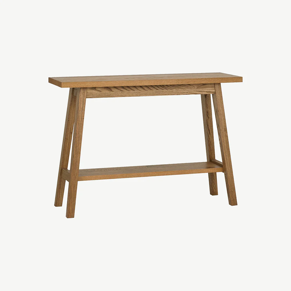 Highgate Rustic Oak Console Table With Shelf - Image 2