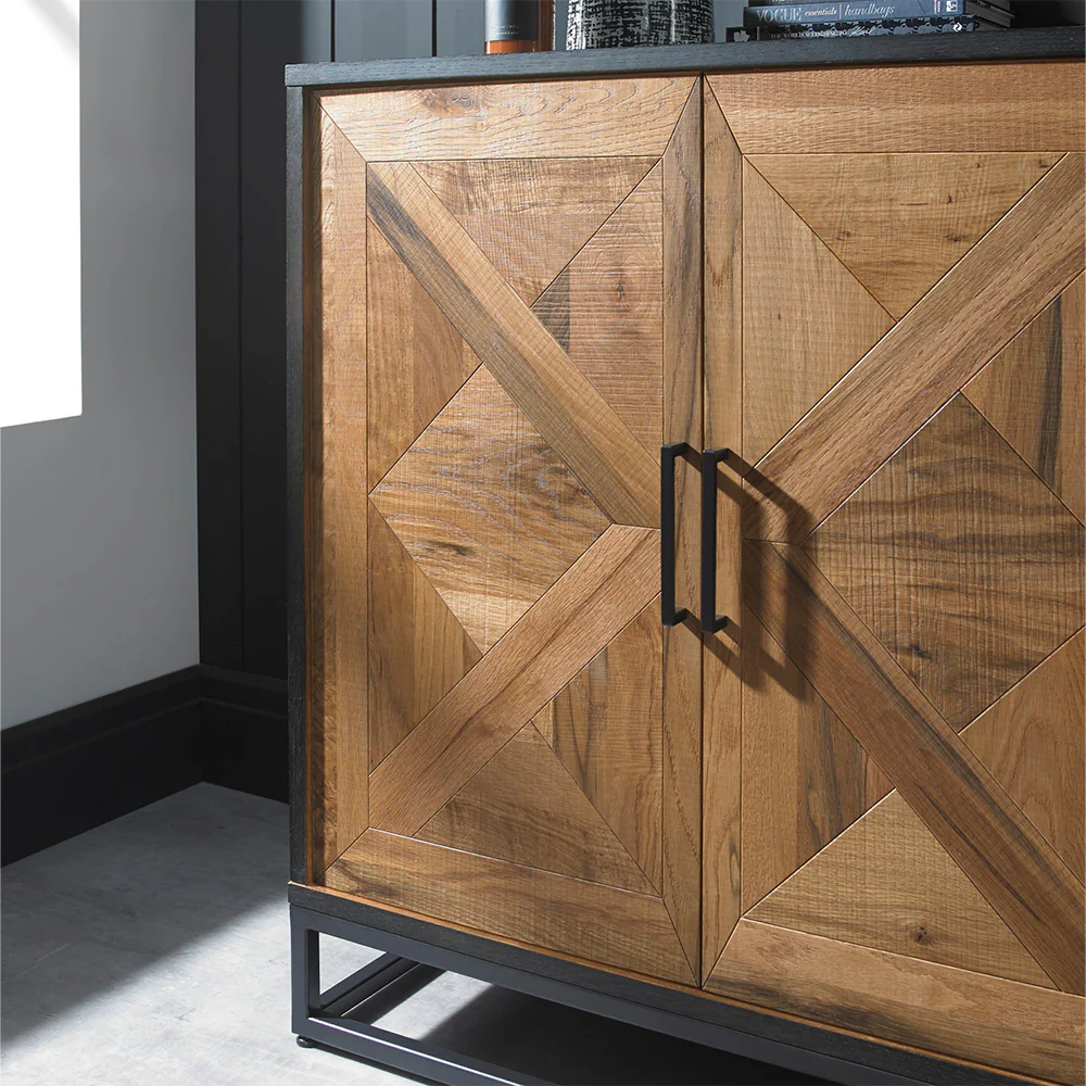 Hindon Rustic Oak & Peppercorn Narrow Sideboard - Image 2