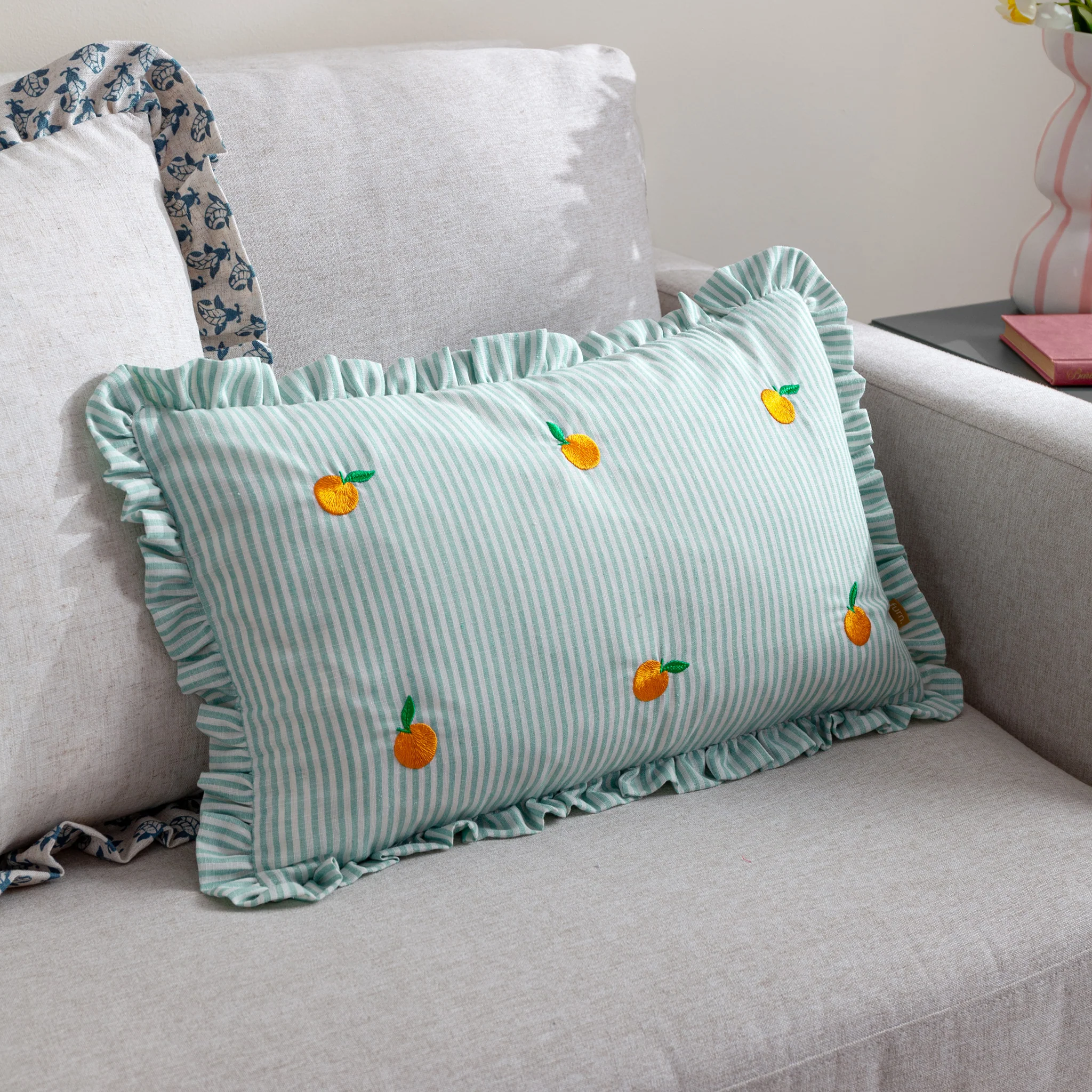 Luna Embroidered Ruffle Cushion - Image 11