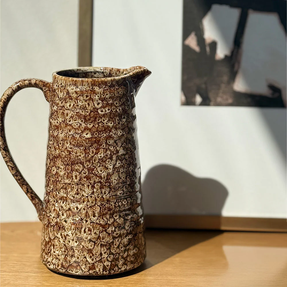Mottled Brown Ceramic Jug - Image 2
