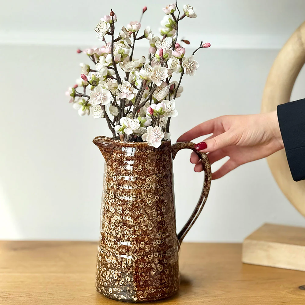 Mottled Brown Ceramic Jug - Image 3