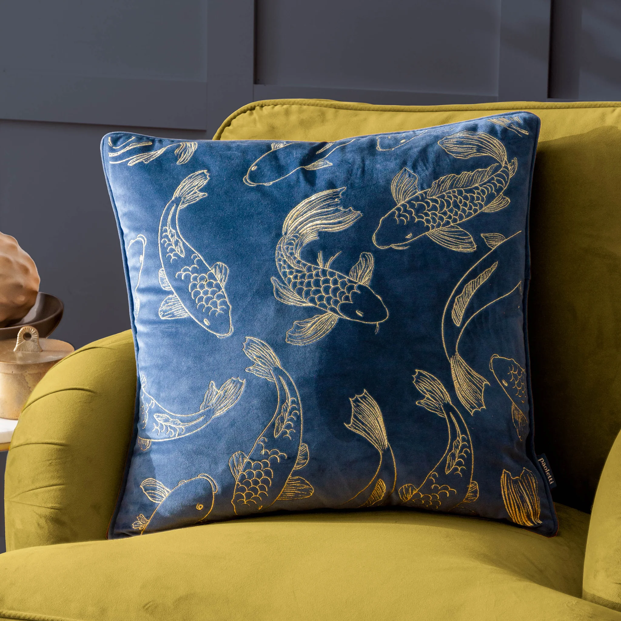 Rigel Embroidered Velvet Cushion