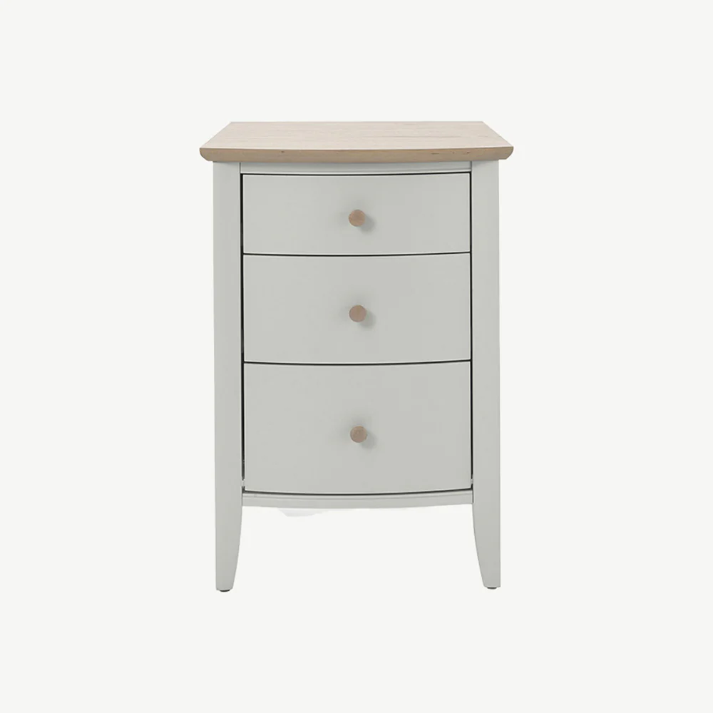 Runswick Scandi Oak & Soft Grey 3 Drawer Nightstand - Image 2