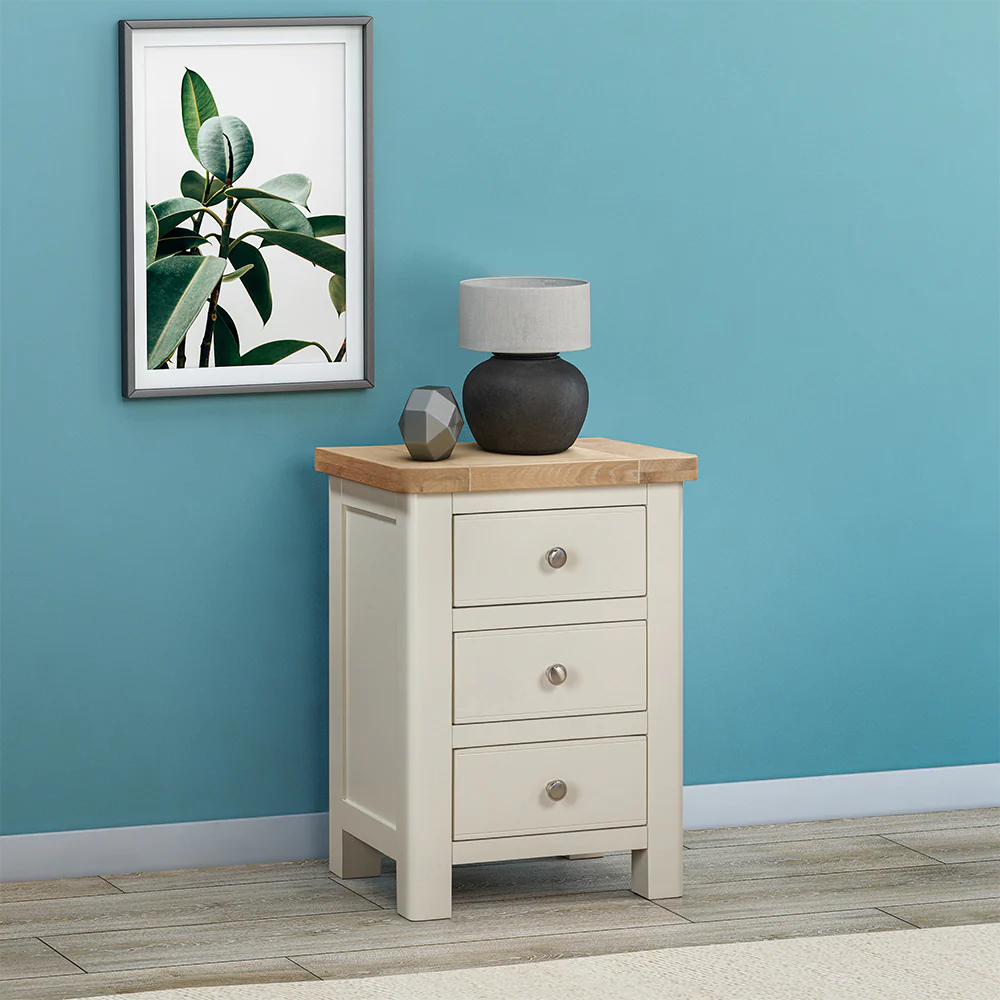 Rutland Painted 3 Drawer Bedside Cabinet