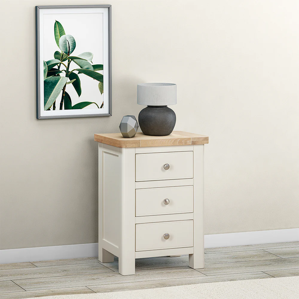 Rutland Painted 3 Drawer Bedside Cabinet - Image 2