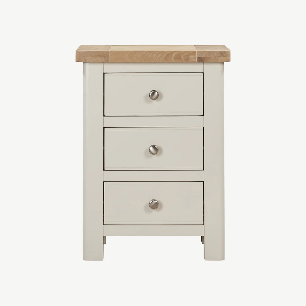 Rutland Painted 3 Drawer Bedside Cabinet - Image 4