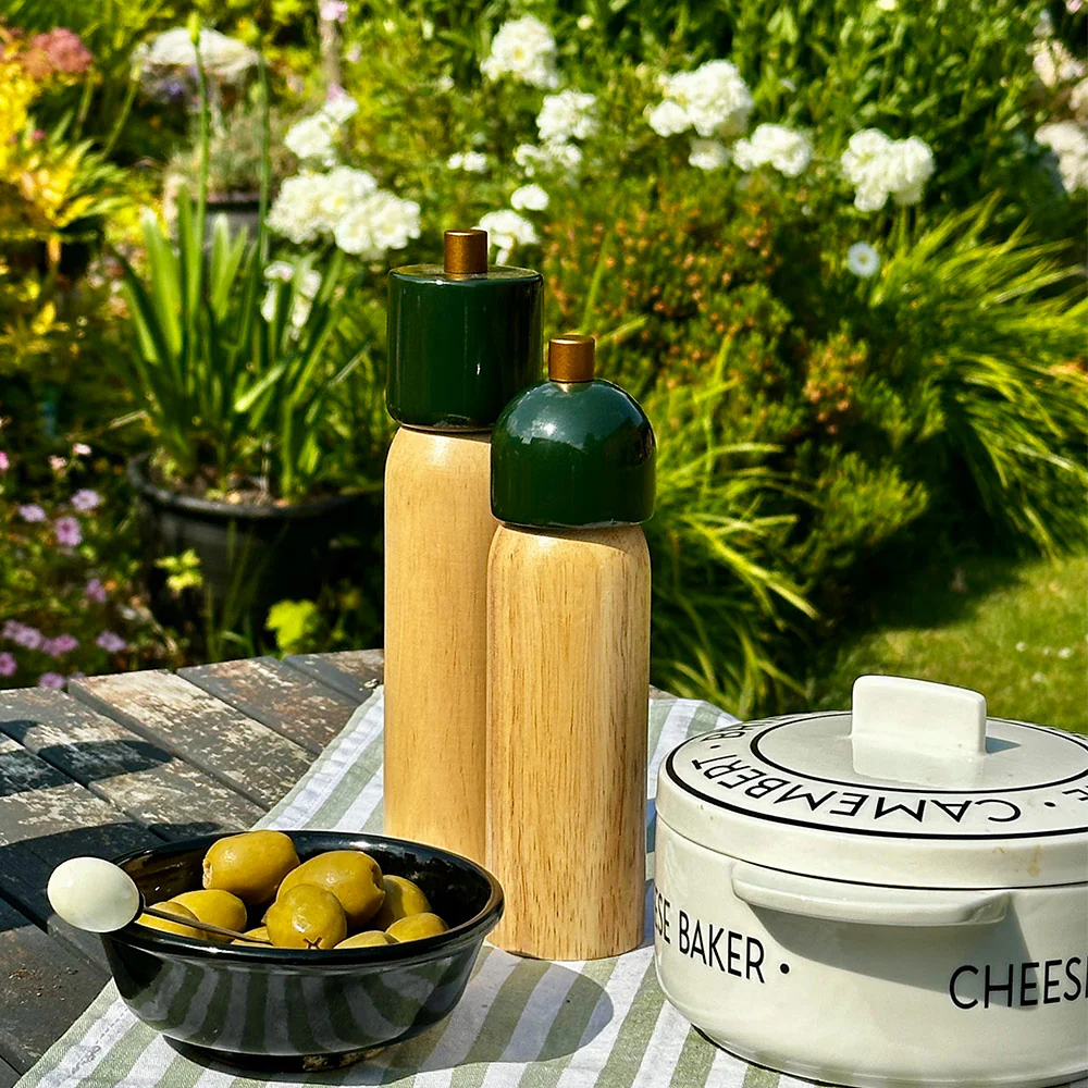 Salt & Pepper Grinder Green & Gold -  Individual Piece