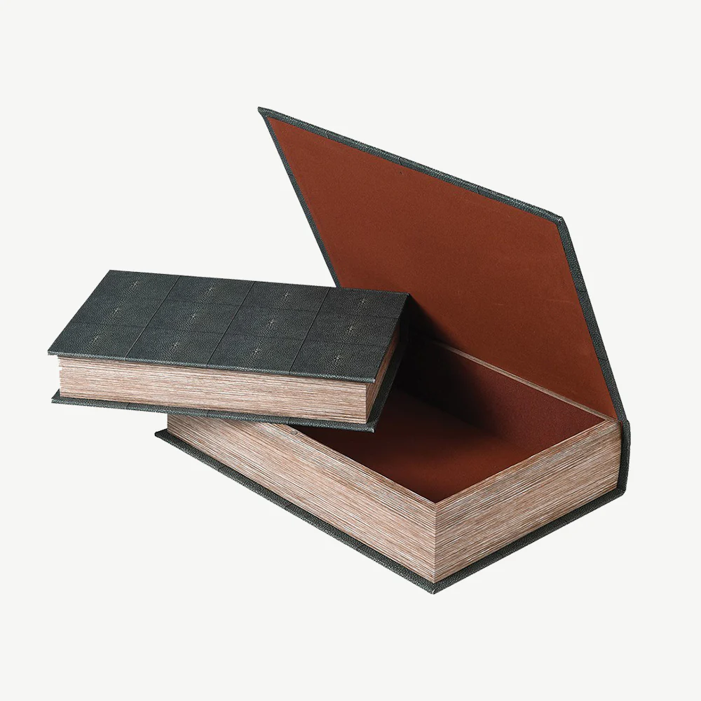 Set of 2 Faux Shagreen Book Boxes - Image 3