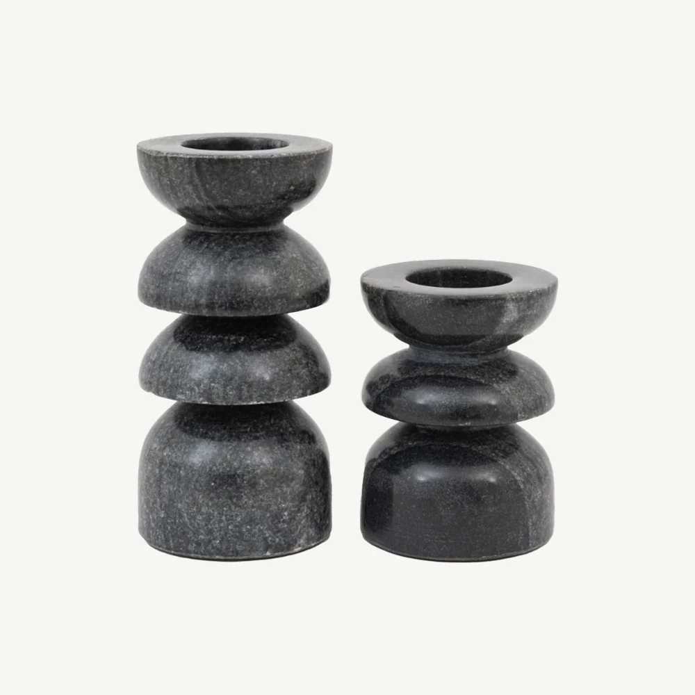 Set of 2 Marble Candlesticks - Image 2