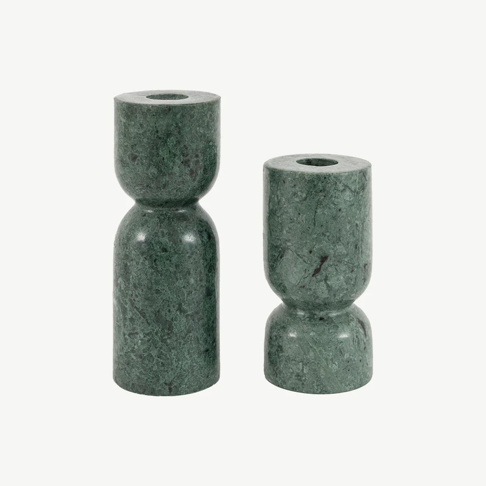 Set of 2 Sculpted Marble Candlestick
