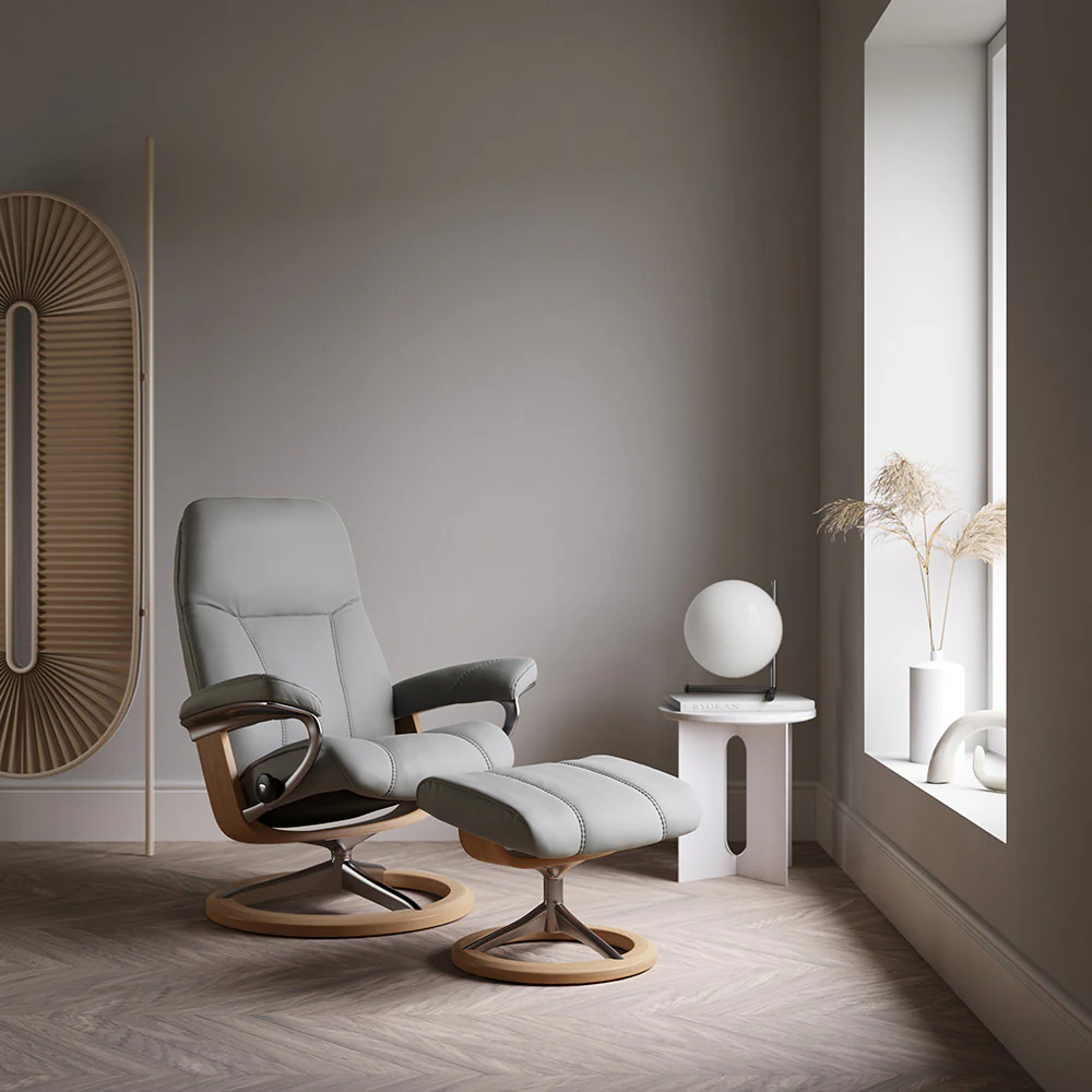 Stressless® Consul Medium Signature Chair and Stool - Image 2