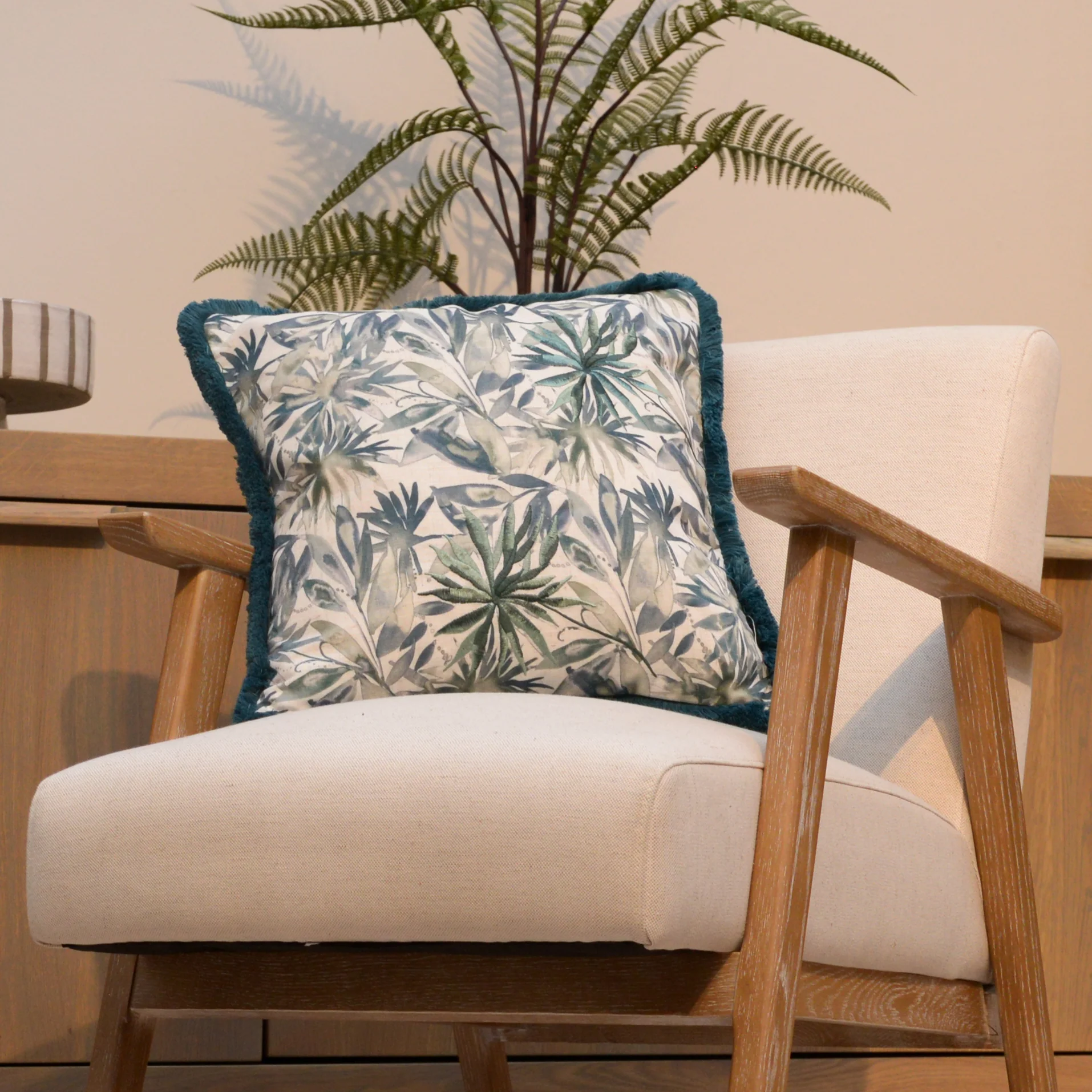 Teal Floral Cushion - Image 2