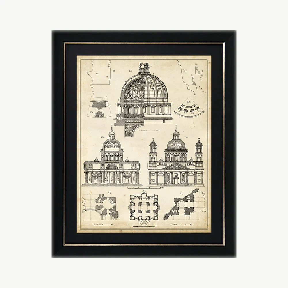 Vintage Architect Plans II Wall Art