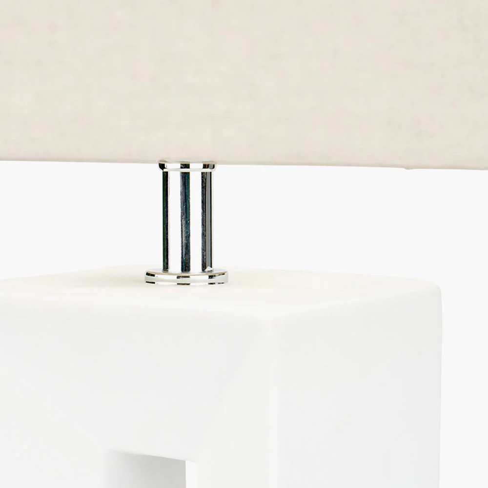 White Tall Block Table Lamp - Image 3