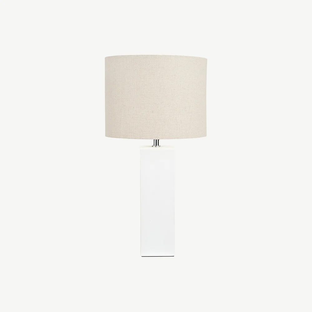 White Tall Block Table Lamp - Image 7
