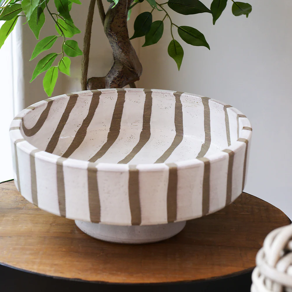 White Stripe Terracotta Bowl - Image 2