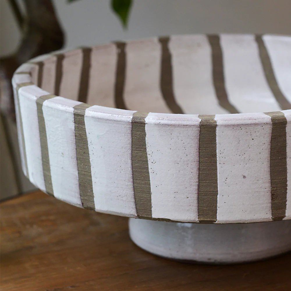 White Stripe Terracotta Bowl - Image 3